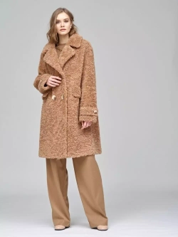 Шуба из шерсти мериноса чебурашка, песочная, SilverFox