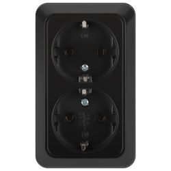 Розетка Intro Quadro 2-204-05 двойная с заземлением 2х2P+E Schuko 16А-250В IP20 ОУ антрацит | Intro