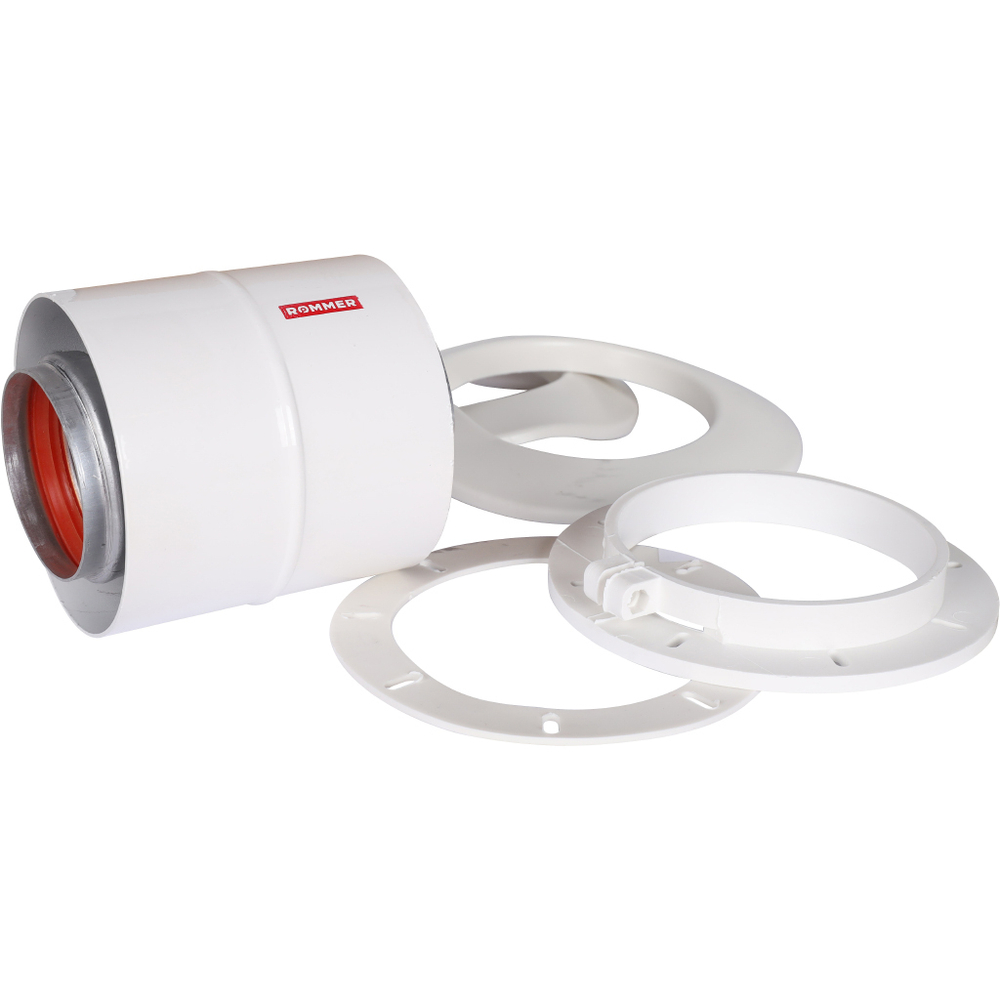 ROMMER Начальный участок вертикальный коаксиальный 60/100 (Bosch, Buderus, Navien S/C/E, Baxi ECO Nova/Classic, Baltur, Лемакс, Fondital) в комплекте фланец