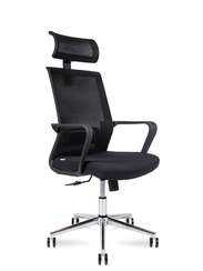 Кресло офисное  Интер  база хром  черный пластик  черная сетка  черная ткань