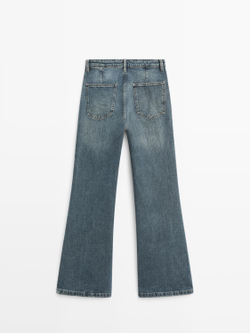 Massimo Dutti Джинсы-клеш со средней посадкой, средне-синий