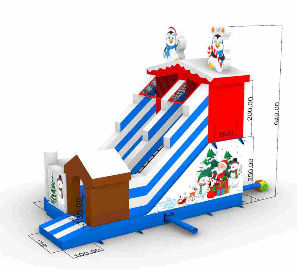 Коммерческий надувной батут «Зимняя горка Арктика» 6,1*3,6*6,3 м