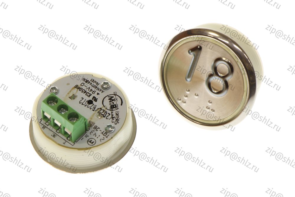 Кнопка (кнопочный модуль) BBP-R331-CMPLT-D-W &quot;18 этаж&quot;, круглая, динамическая белая подсветка, Брайль.