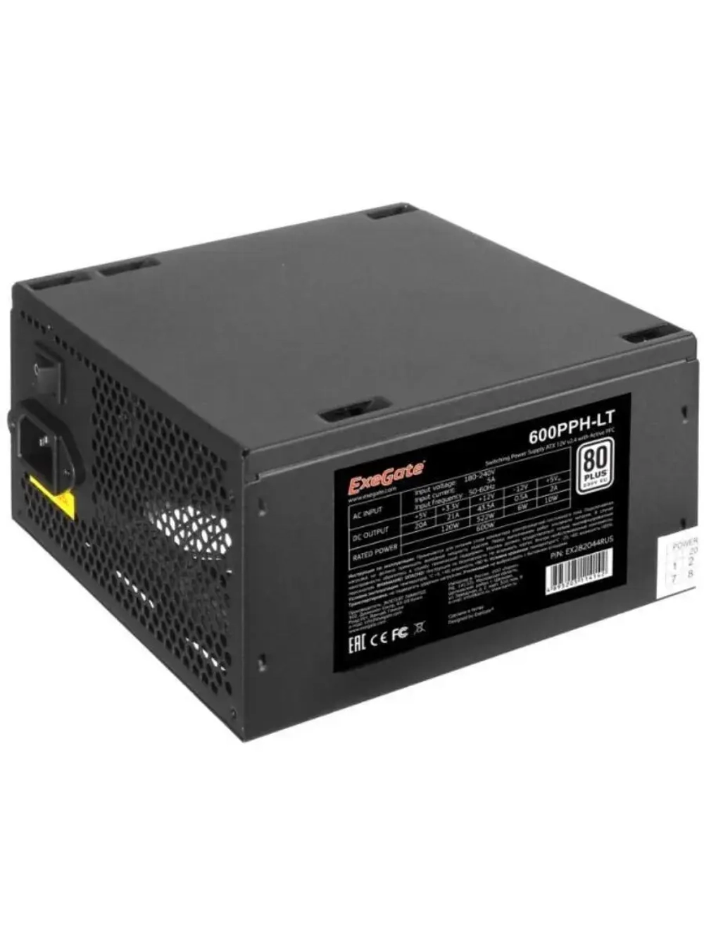 Блок питания 80+ 600PPH-LT 600W EX282044RUS-S BLACK