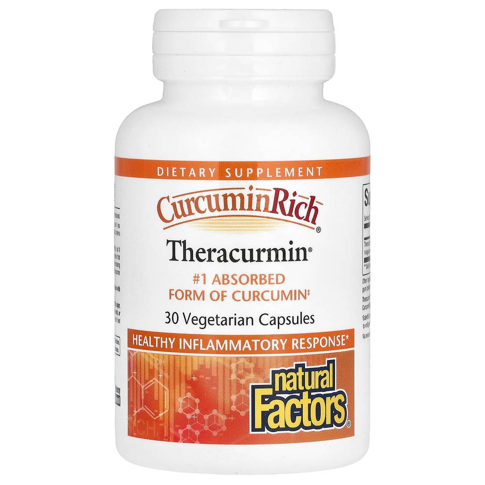 Natural Factors, CurcuminRich, Theracurmin, куркумин, 30 мг, 30 вегетарианских капсул