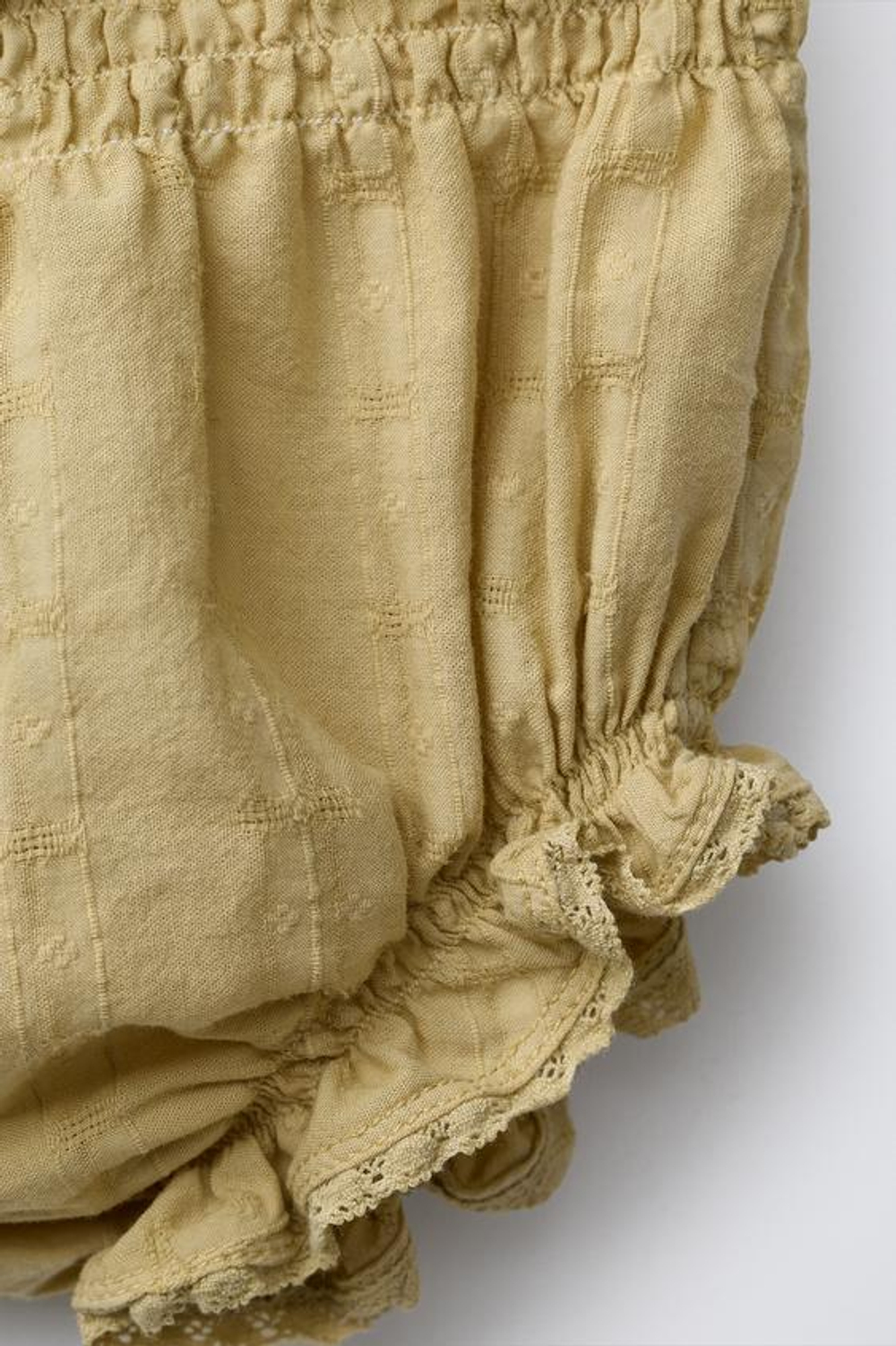 ZARA ТРУСЫ С ВЫШИВКОЙ И КРУЖЕВОМ, ОЛИВКОВЫЙ