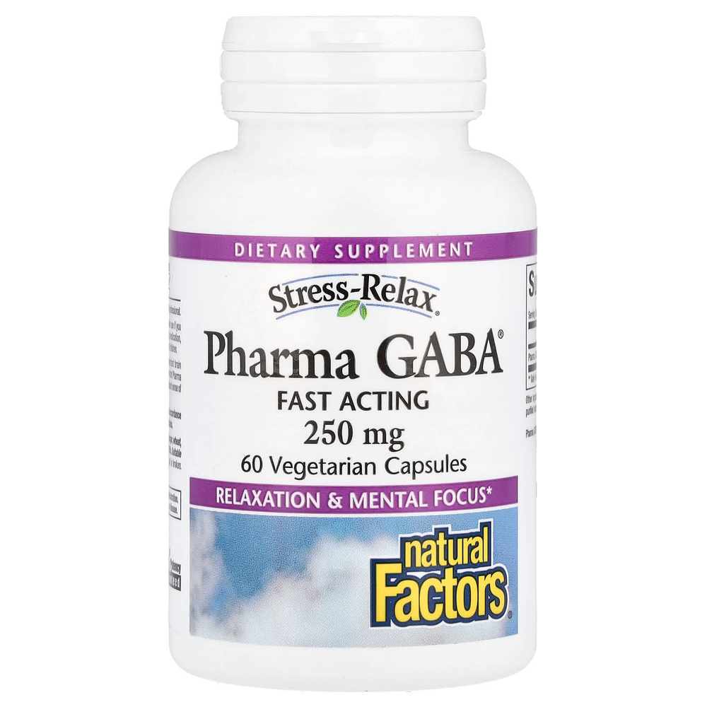 Natural Factors, Stress-Relax®, Pharma GABA®, 250 мг, 60 вегетарианских капсул
