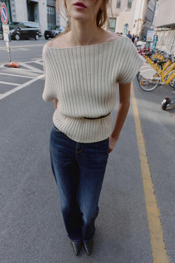 ZARA АСИММЕТРИЧНЫЙ ТОП ИЗ ШЕРСТИ С ПОЯСОМ, СВЕТЛО-СЕРЫЙ