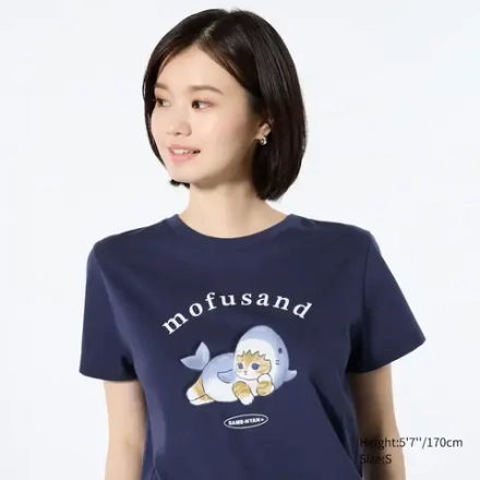 UNIQLO ФУТБОЛКА С ПРИНТОМ, ТЕМНО-СИНИЙ