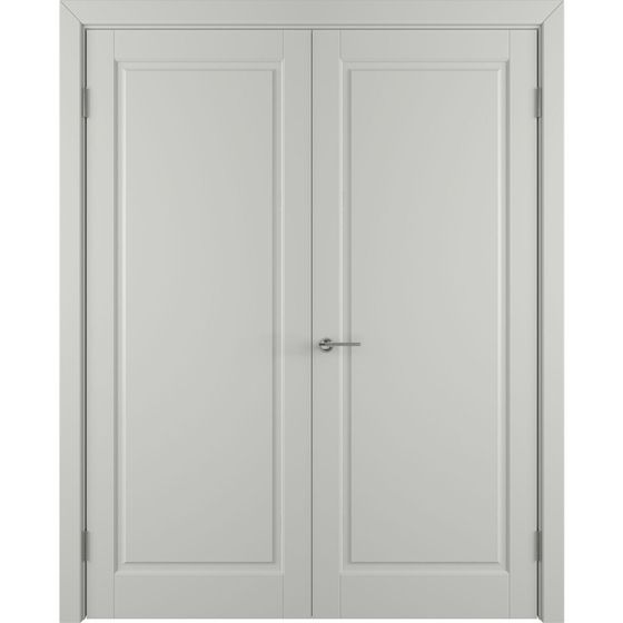 Двустворчатая распашная дверь Аура светло-серая эмаль глухая