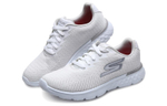 Skechers Go Run 400 cushioning, lightweight, wear-resistant mesh, artificial leather, non-slip, breathable, low-cut casual running shoes, women's snow-white gray