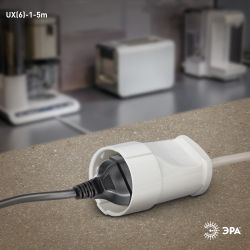 Удлинитель электрический ЭРА UX-1-5m без заземления 1 розетка 5м ПВС 2x0,75мм2 6А | Электротовары