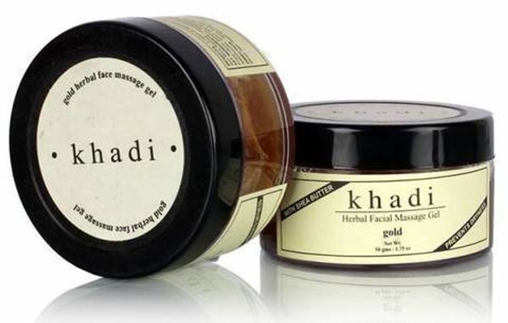 Гель для лица Khadi Gramodaya Gold массажный с маслом ши и золотом 24 карат 50 гр.