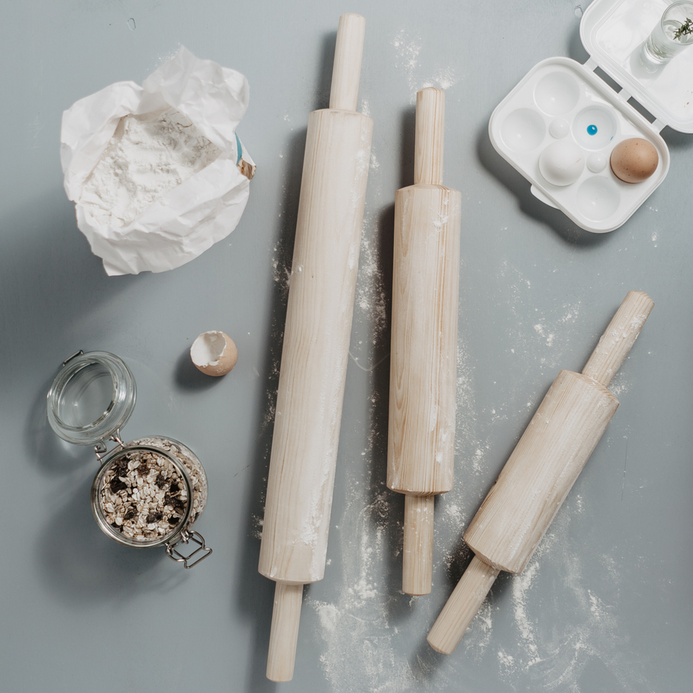 Набор деревянных скалок из древесины сибирского кедра 3шт. диаметром 6,5 см. RPN4