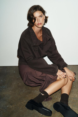 ZARA ОДНОТОННЫЕ НОСКИ С СОБАКОЙ, КОРИЧНЕВЫЙ