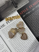 Пуговицы сердце с розово-бежевой эмалью золото