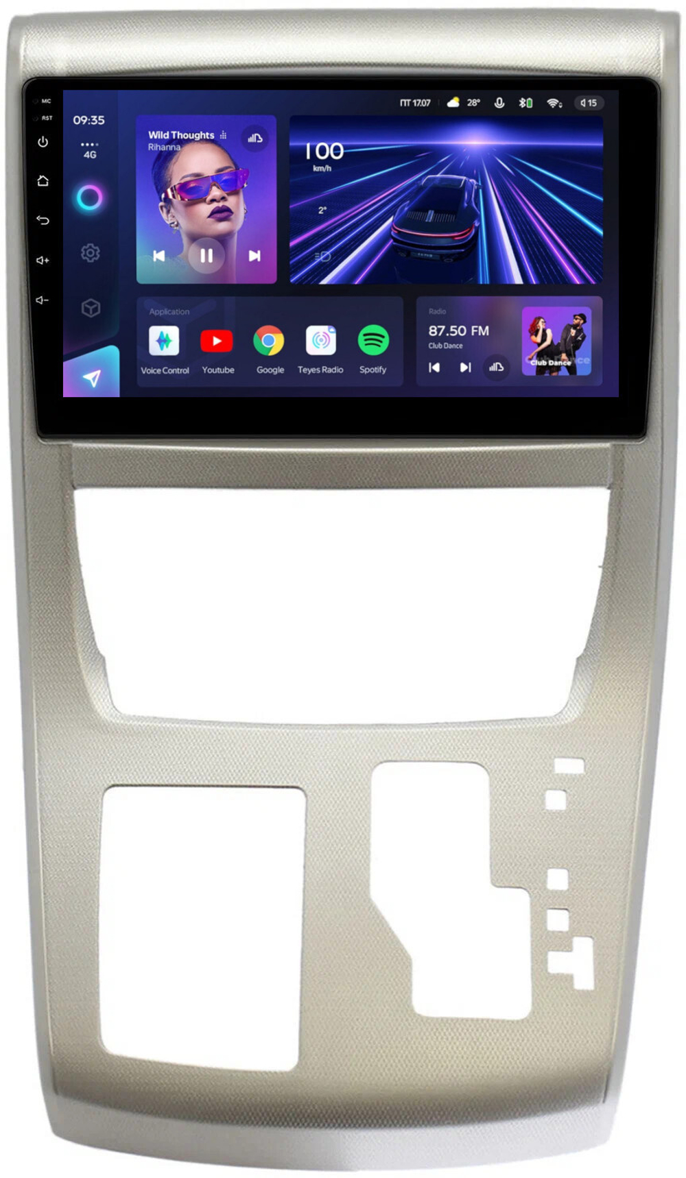 Магнитола для Toyota Alphard 2 H20, Vellfire 1 H20 2008-2015 (полочка под экраном, большая рамка 10) - Teyes CC3 на Android 10, QLED, ТОП процессор, 4Гб+32Гб, CarPlay, 4G SIM-слот