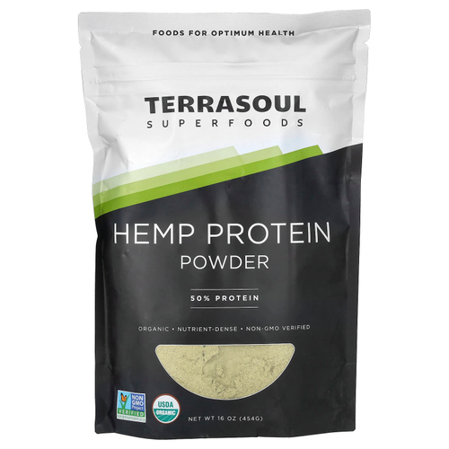 Terrasoul Superfoods, конопляный протеин в порошке, 16 унций (1 фунт)