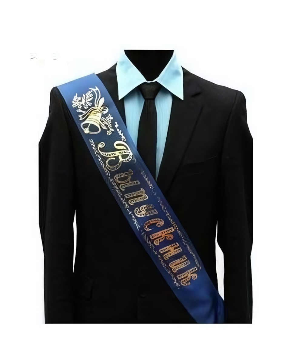 Лента праздничная шелковая синяя "Выпускник" (ЛП-5403)