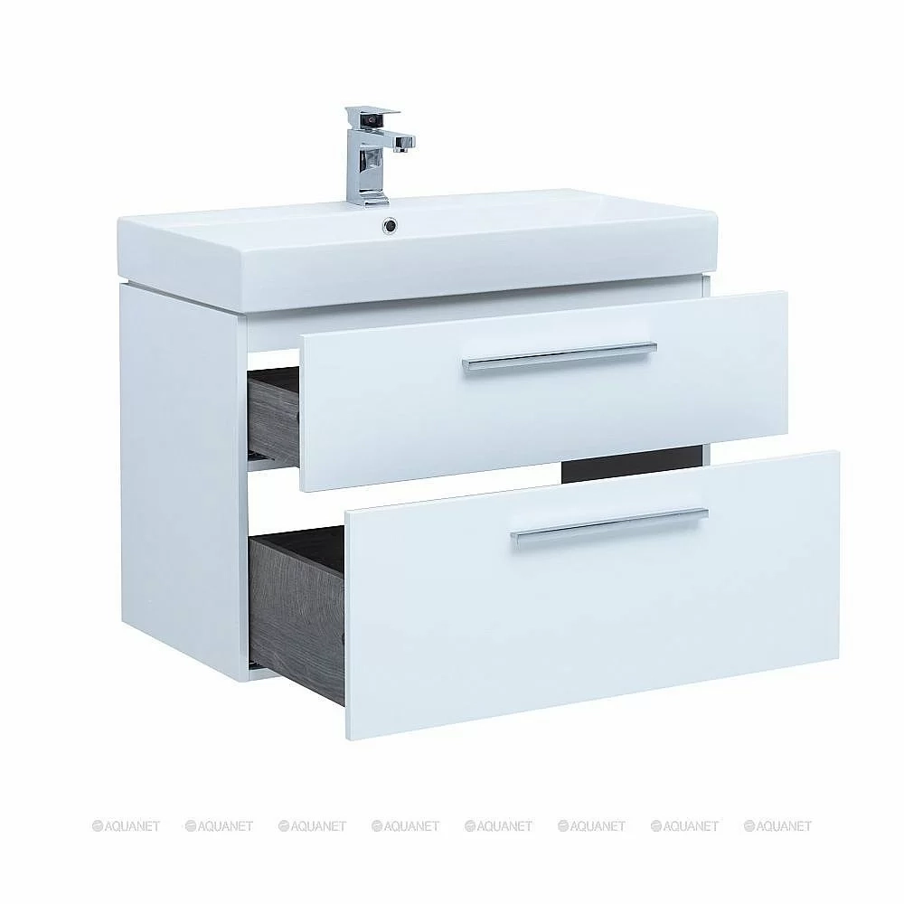Тумба с раковиной Aquanet Nova 249920 85 белый глянец