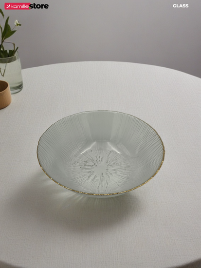 Салатник 20х5,5 см. 1000 мл. стеклянный с золотистой обводкой