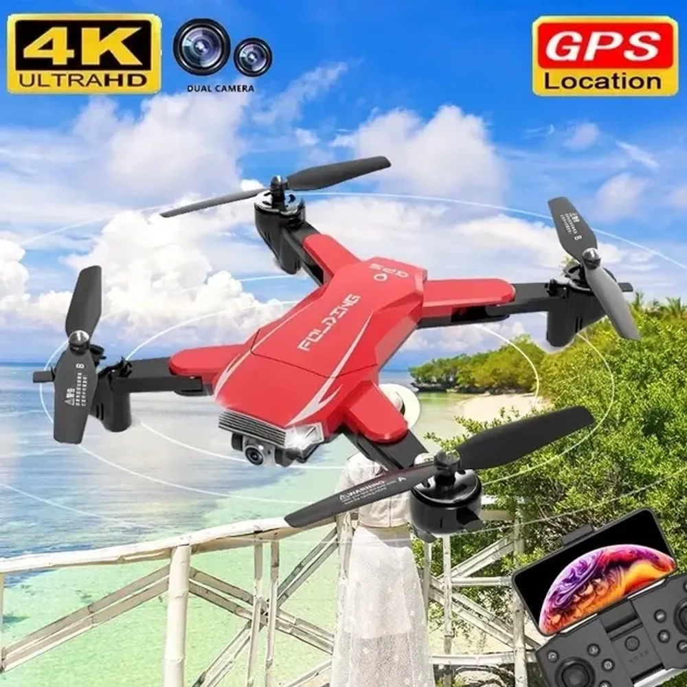 Квадрокоптер дрон на р/у с двойной 4K Ultra HD камерой WiFi, GPS, Fpv "Folding / Phantom A18"