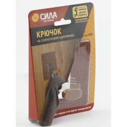 Крючок СИЛА SSH10-S1WN-12 металл на силиконовом креплении 10х10см венге 1 шт. нагрузка до 2,5 кг | Сила