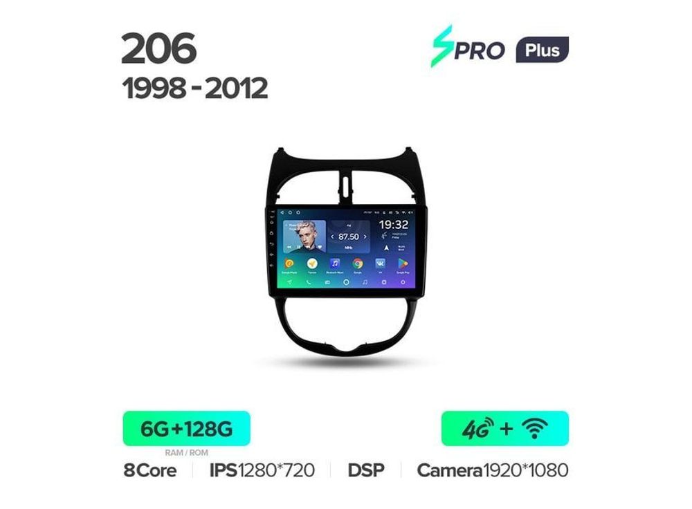 Магнитола Teyes SPRO Plus 6-128 Peugeot 206 1998 — 2012 9.0&quot;