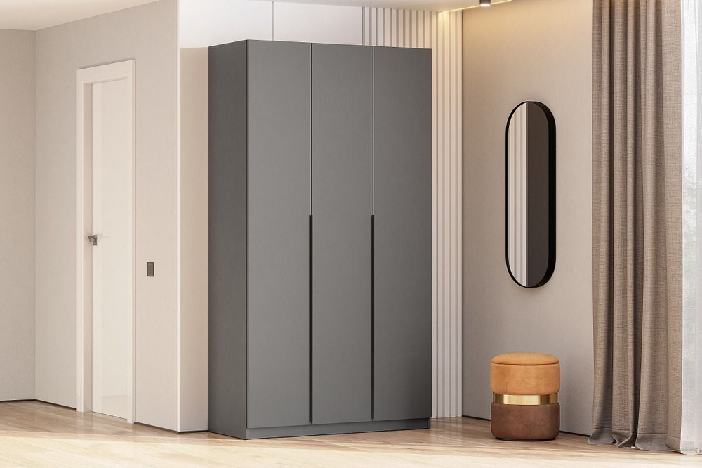 Шкаф для одежды распашной с полками и ящиками Графит Серый 120х51х221 см