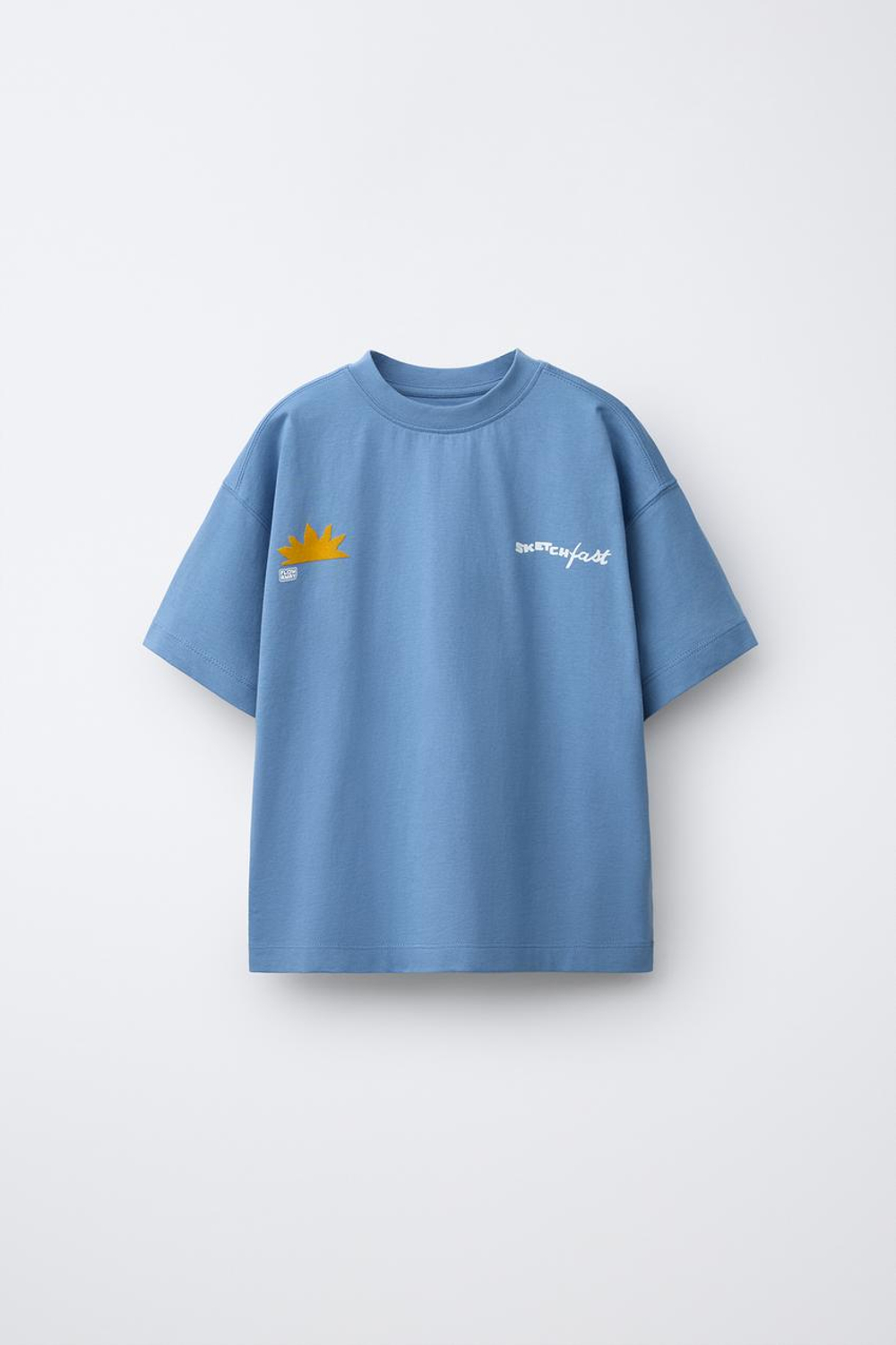 ZARA ФУТБОЛКА С ГРАФИЧЕСКИМ ПРИНТОМ, СИНИЙ