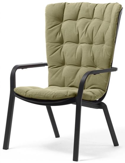 Лаунж кресло Folio черное пластиковое с  зеленой подушкой Nardi Италия