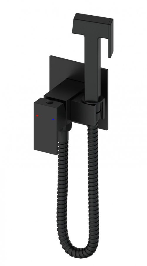 Смеситель с гигиеническим душем встраиваемый WONZON & WOGHAND, Черный матовый (WW-88829903-MB)