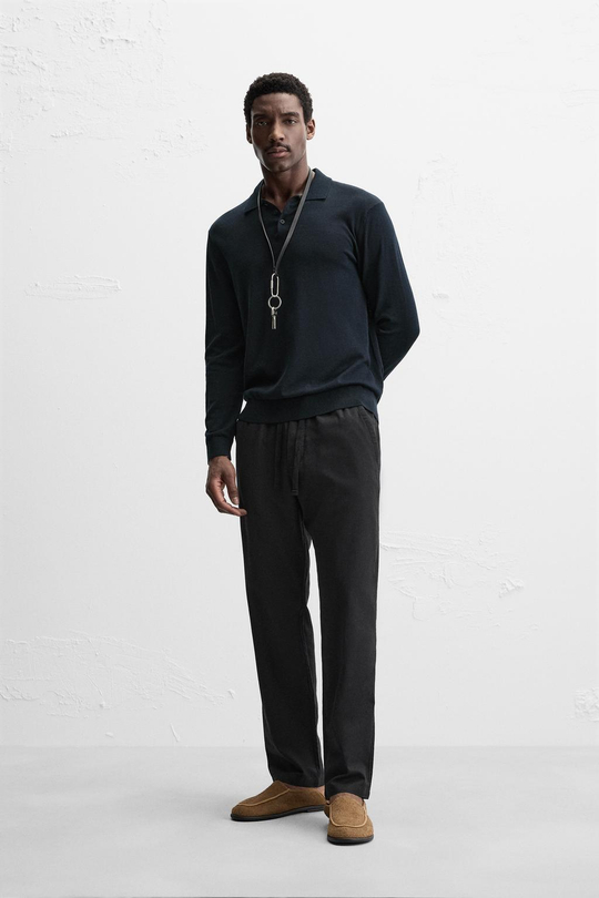 ZARA ДЖОГГЕРЫ RELAXED FIT С ЭЛАСТИЧНЫМ ПОЯСОМ, ЧЕРНЫЙ