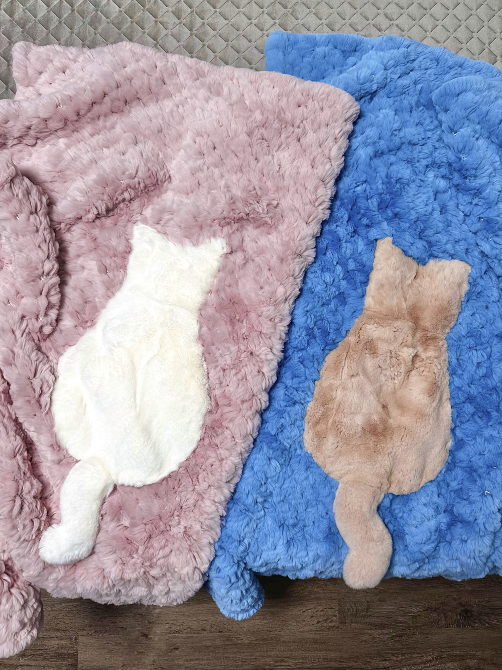 "Вязаный" детский плед из натурального меха рекс "Корона" 120х80 см (розовый)