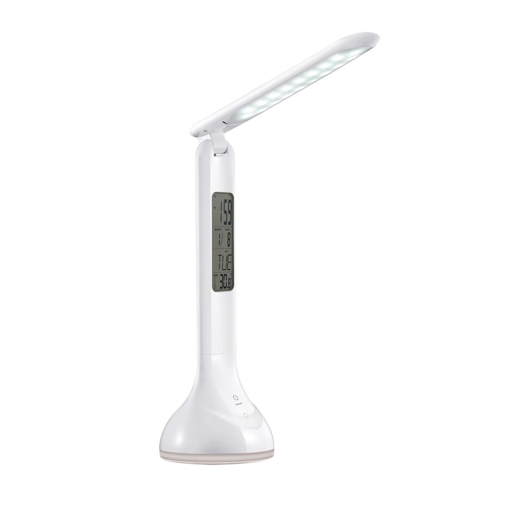 TLD-536 White/LED/250Lm/5500K/Dimmer Светильник настольный с ночником RGB и календарем, 4W. Встроенный аккумулятор 1200mAh. Сенсорный выключатель. Бел