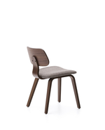 Стул Gena из бежевого шенилла с каркасом из шпона ореха и каучукового дерева