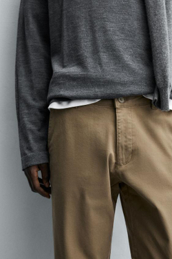 ZARA БРЮКИ ЧИНОС SKINNY FIT, ТЕМНЫЙ РЫЖЕВАТО-КОРИЧНЕВЫЙ