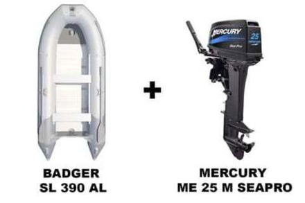 Лодка ПВХ BADGER SL 390 AL + 2х-тактный лодочный мотор MERCURY ME 25 M SEAPRO