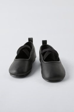 ZARA КОЖАНЫЕ БАЛЕТКИ, ЧЕРНЫЙ