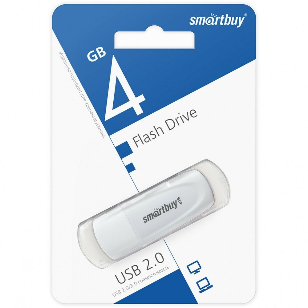 Флеш-накопитель 4 Gb Smartbuy Scout White