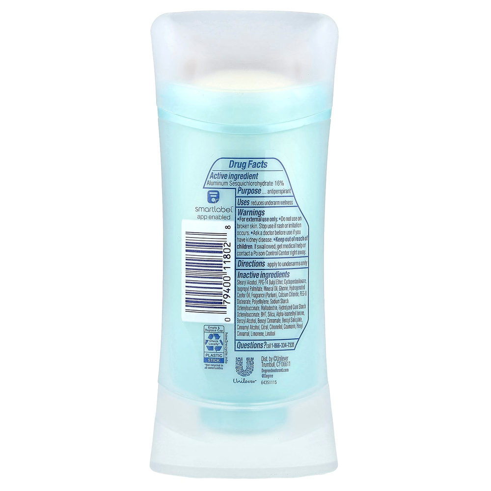 Degree, Advanced, 72H Body Heat Activated™, дезодорант-антиперспирант, очищение для душа, 74 г (2,6 унции)