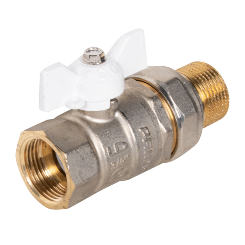 Кран шаровой латунный LD Pride 47.20.В-ГШ.Б (White) Ду 20 Ру 40 вн-американка, (бабочка)