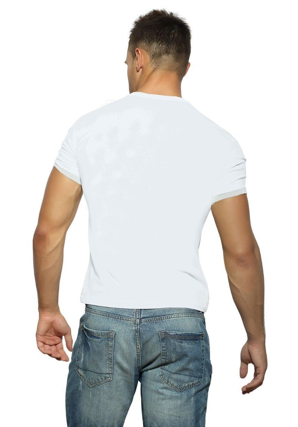 Мужская футболка с принтом в виде черепа с бивнями (Размер: M) (Цвет: белый)