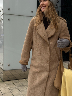 Дубленка Тэдди лонг бежевый