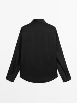Massimo Dutti Струящаяся атласная рубашка, черный