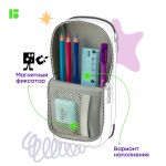 Пенал 2 отделения, 205*80*55 Berlingo "Black and white", полиэстер, внутренний органайзер, магнит