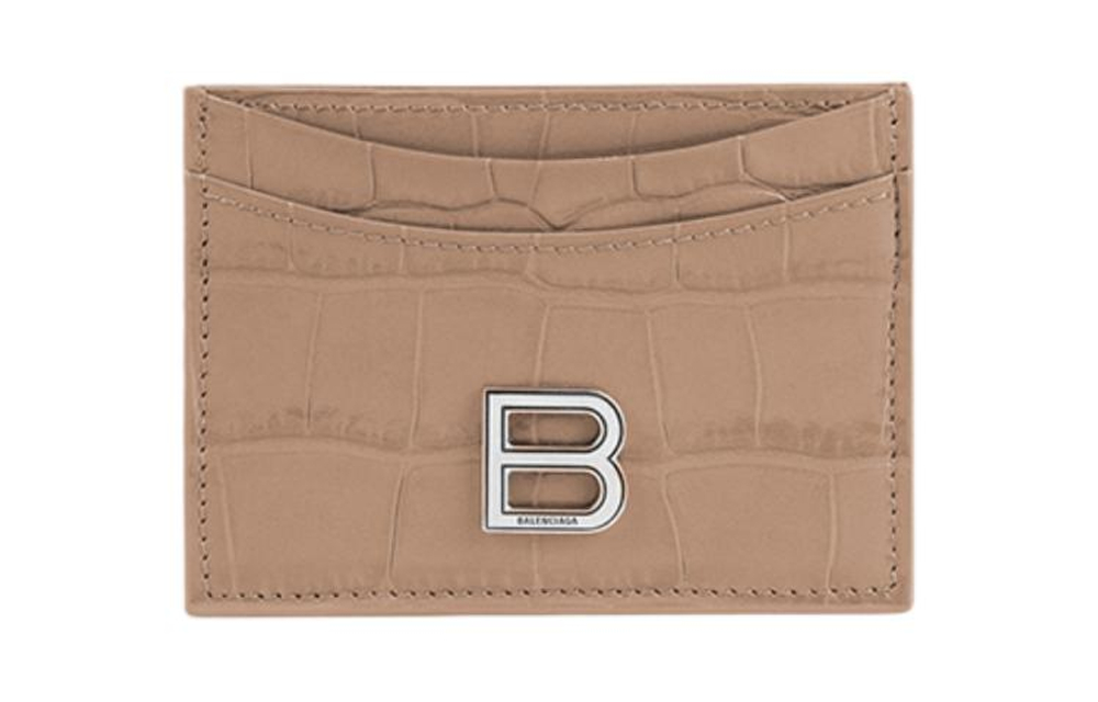 Balenciaga Hourglass Cow Leather Card Holder Card Holder Regular Women"s Khaki
