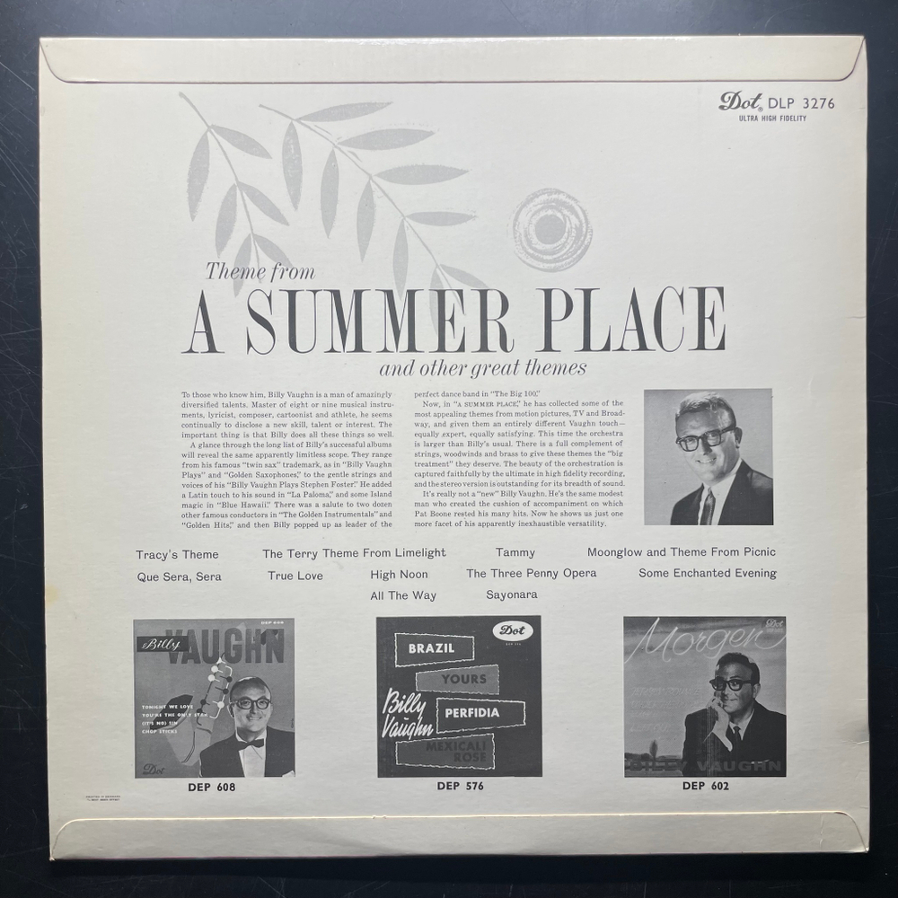 Billy Vaughn And His Orchestra ‎– Theme From A Summer Place (Дания)