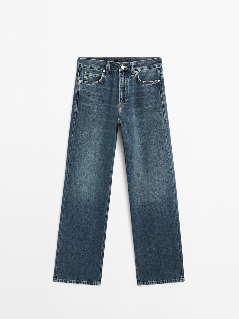 Massimo Dutti Джинсы с высокой посадкой и широкими штанинами, средний синий