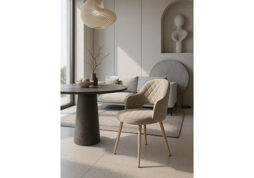 Стул на металлокаркасе Woodville Гутрид ромбы спереди капучино